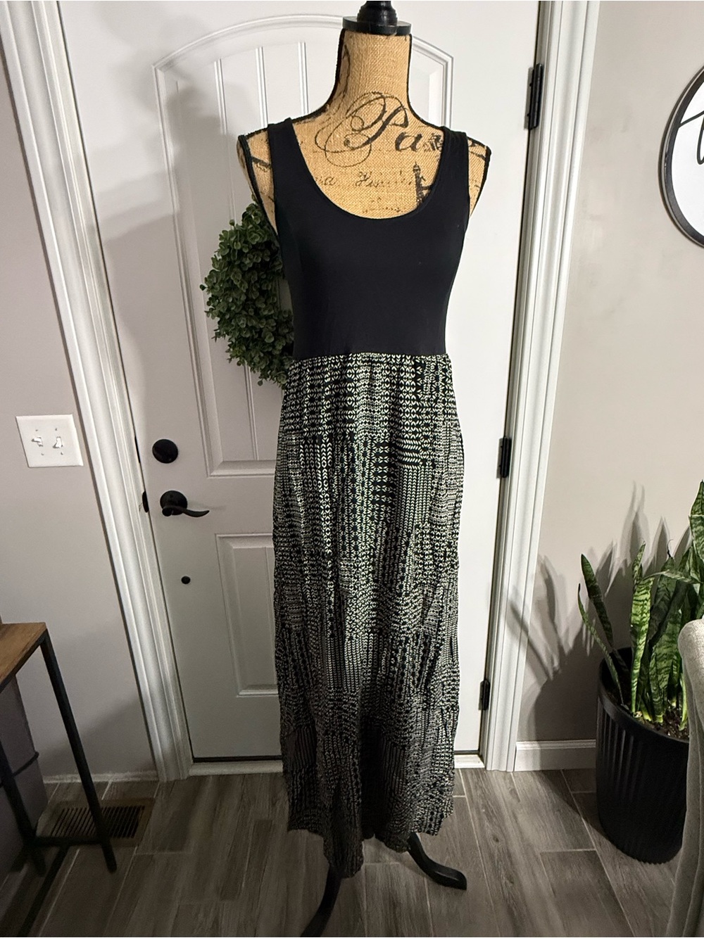 Mudd Black Tank Maxi Dress with Patterned Skirt